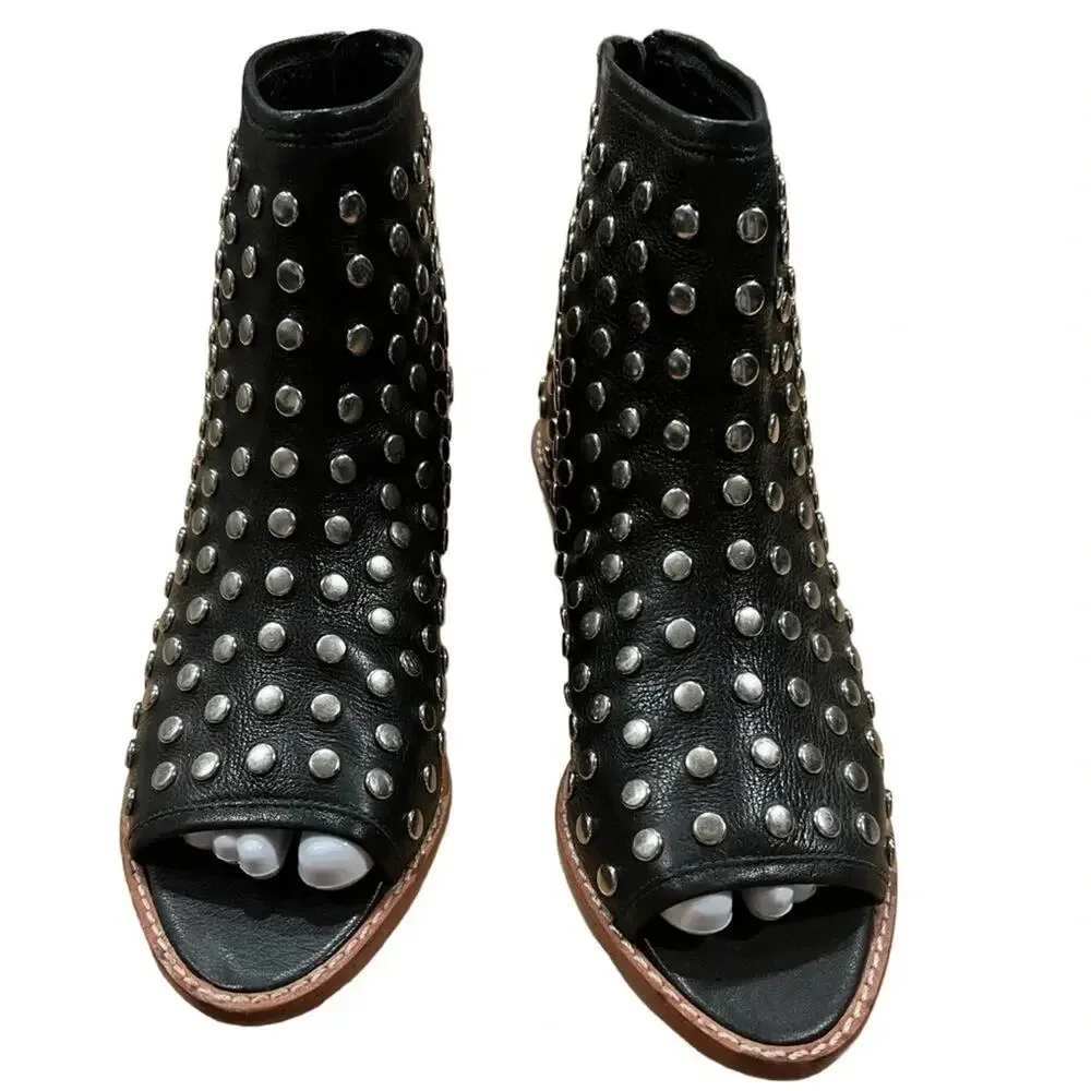 Loeffler Randall lone Studded Open-Toe Ankle Boot Size 7.5